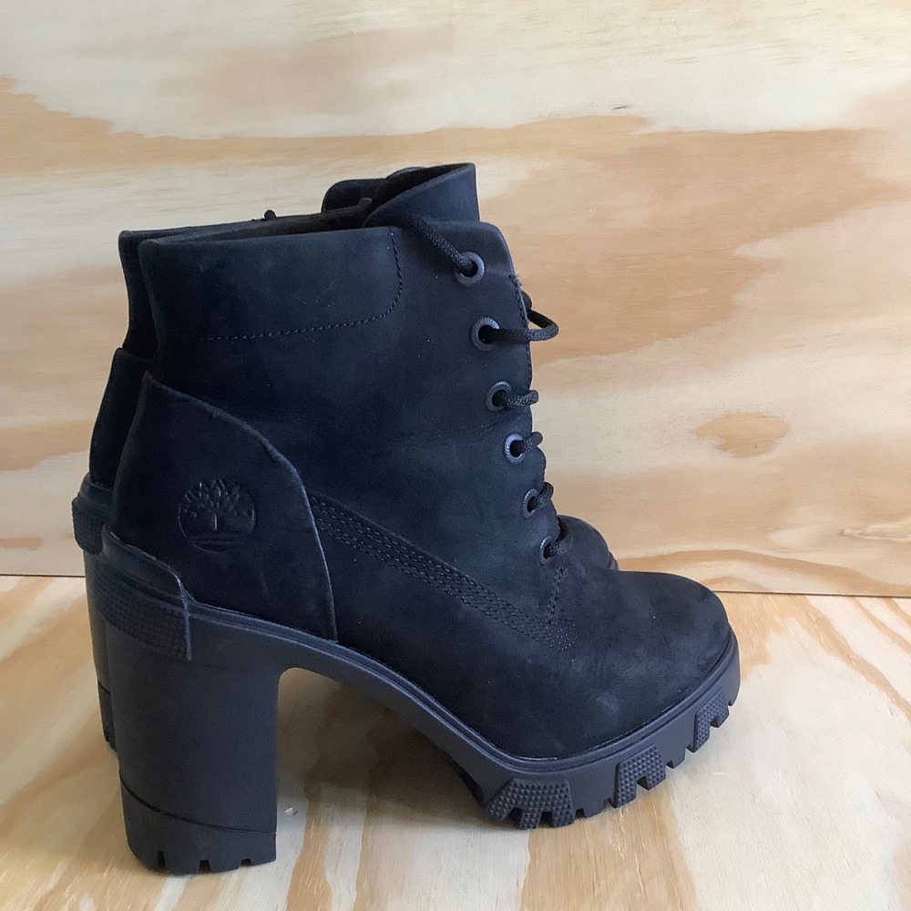 Timberland Kinsley 6 Inch Waterproof Black Nubuck Heeled Boots A2MR4 Womens 7
